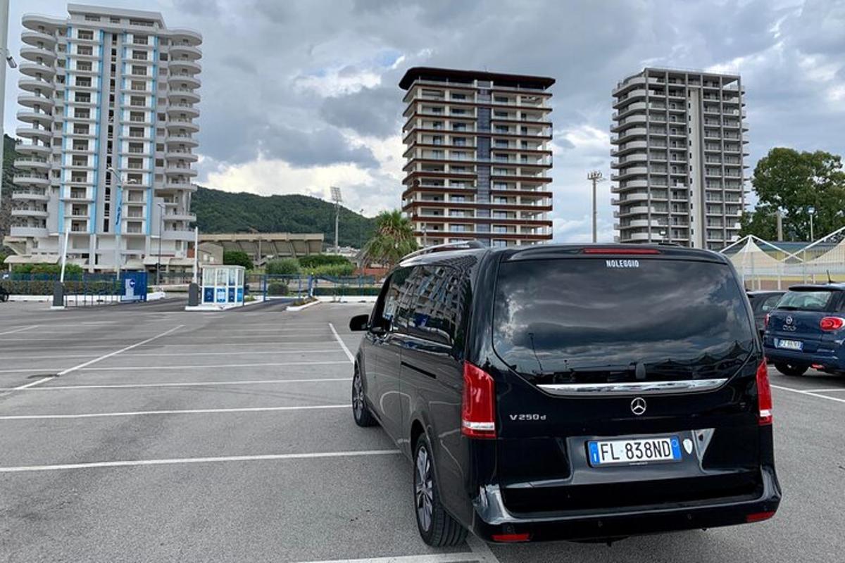 a black van parked in a parking lot