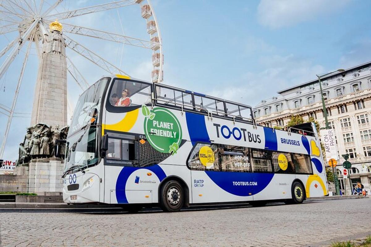 a double decker bus parked in front of a building