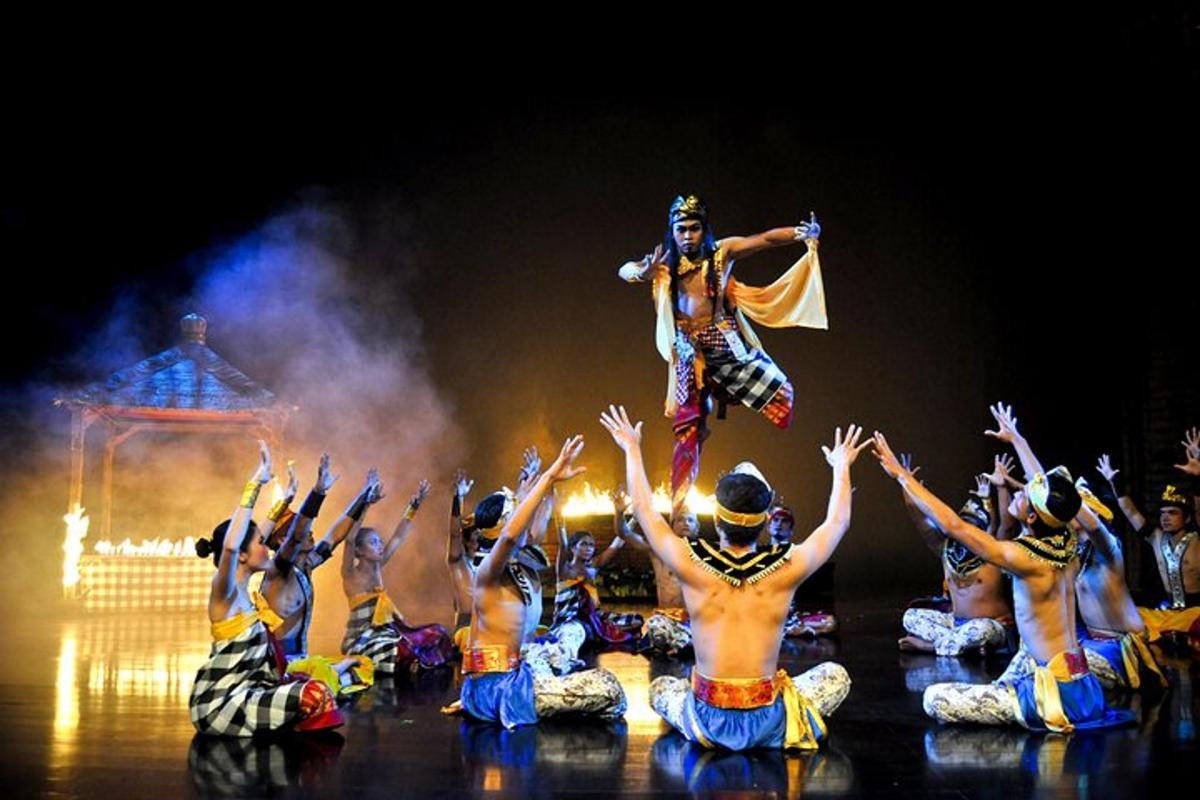 a group of performers on the stage in a performance