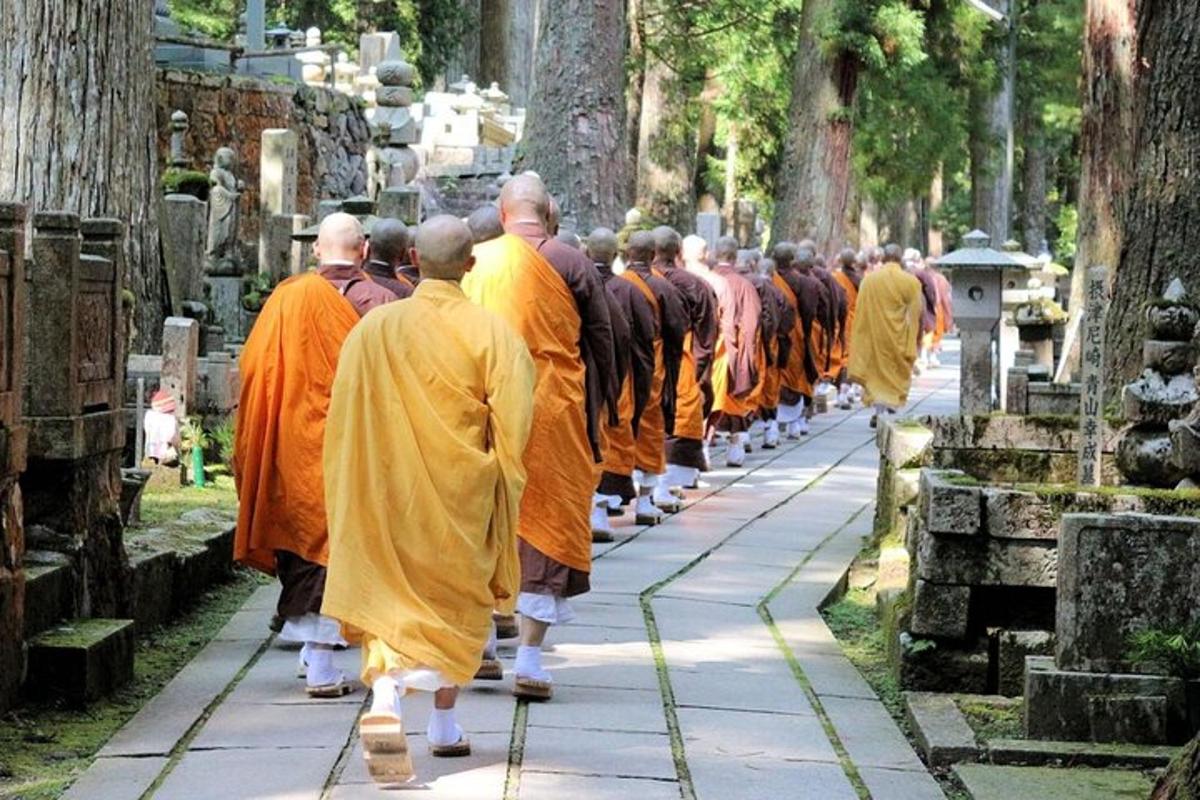 un gruppo di monaci che camminano lungo un sentiero