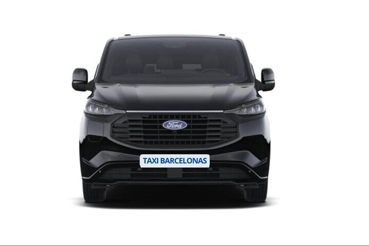 a front view of a black truck with a tax deductions tag