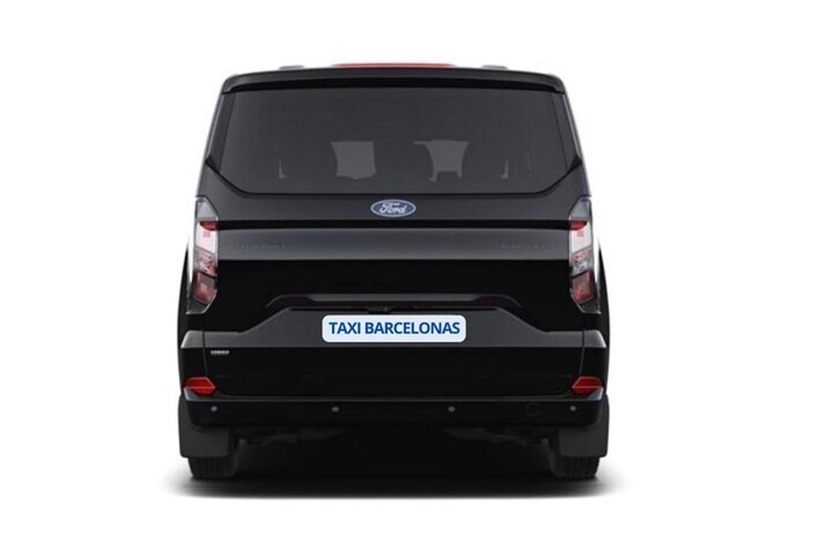 a black van with a white sticker on the back