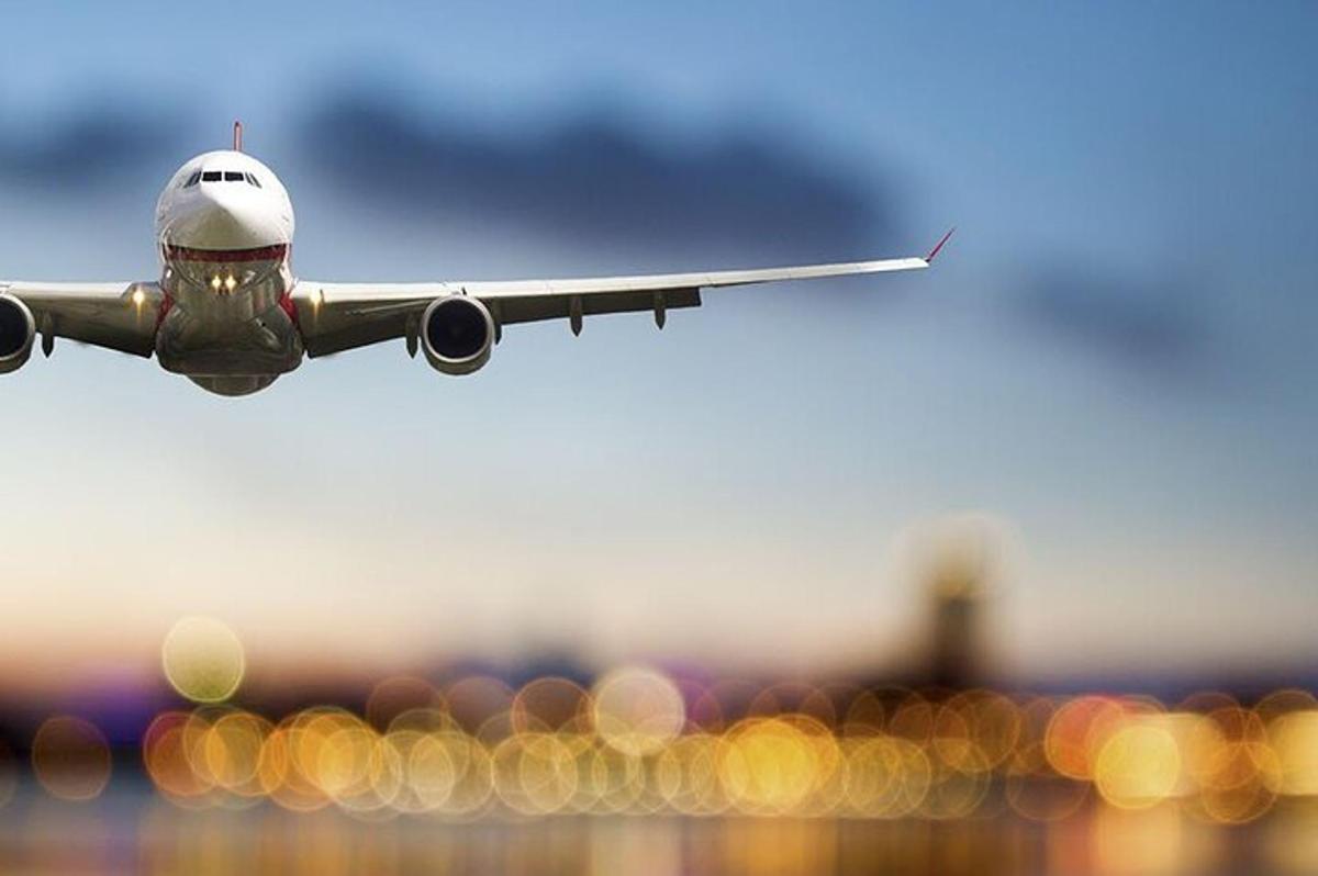 an airplane is taking off from an airport