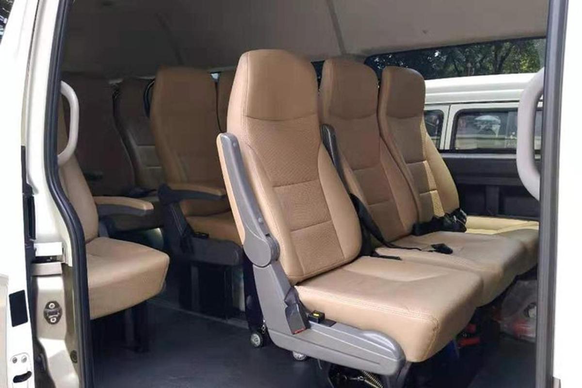 an inside view of a van with the back seats
