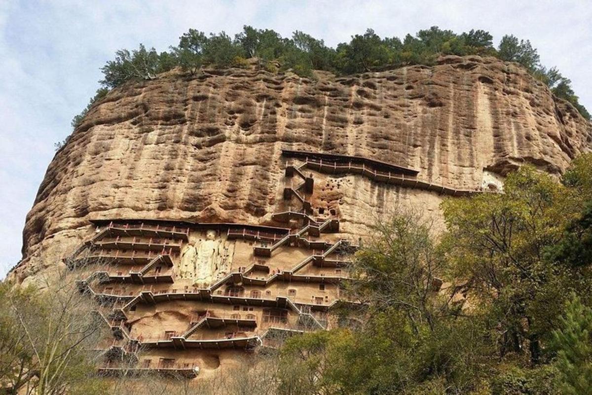 a mountain with stairs on the side of it