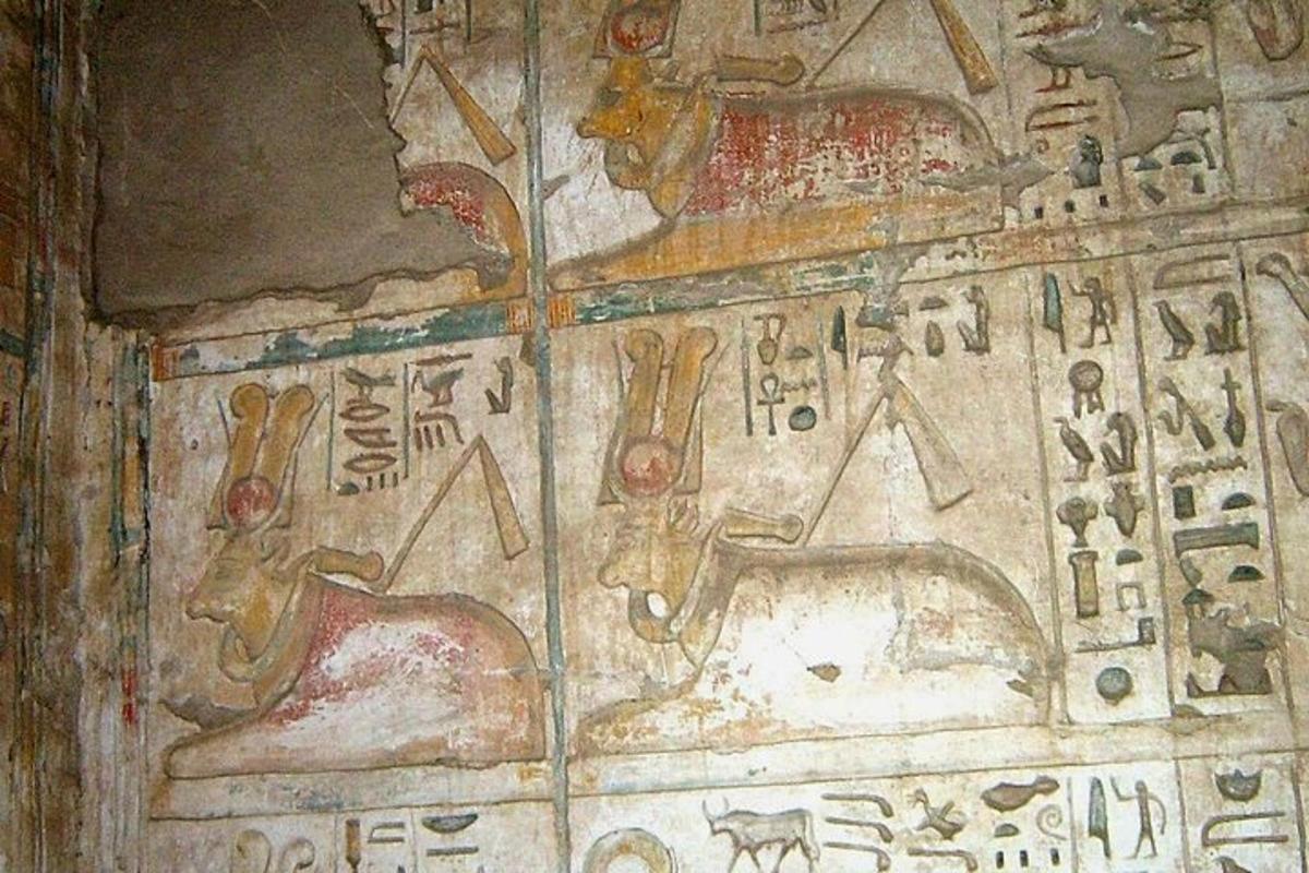 alte Hieroglyphen an der Wand einer Höhle