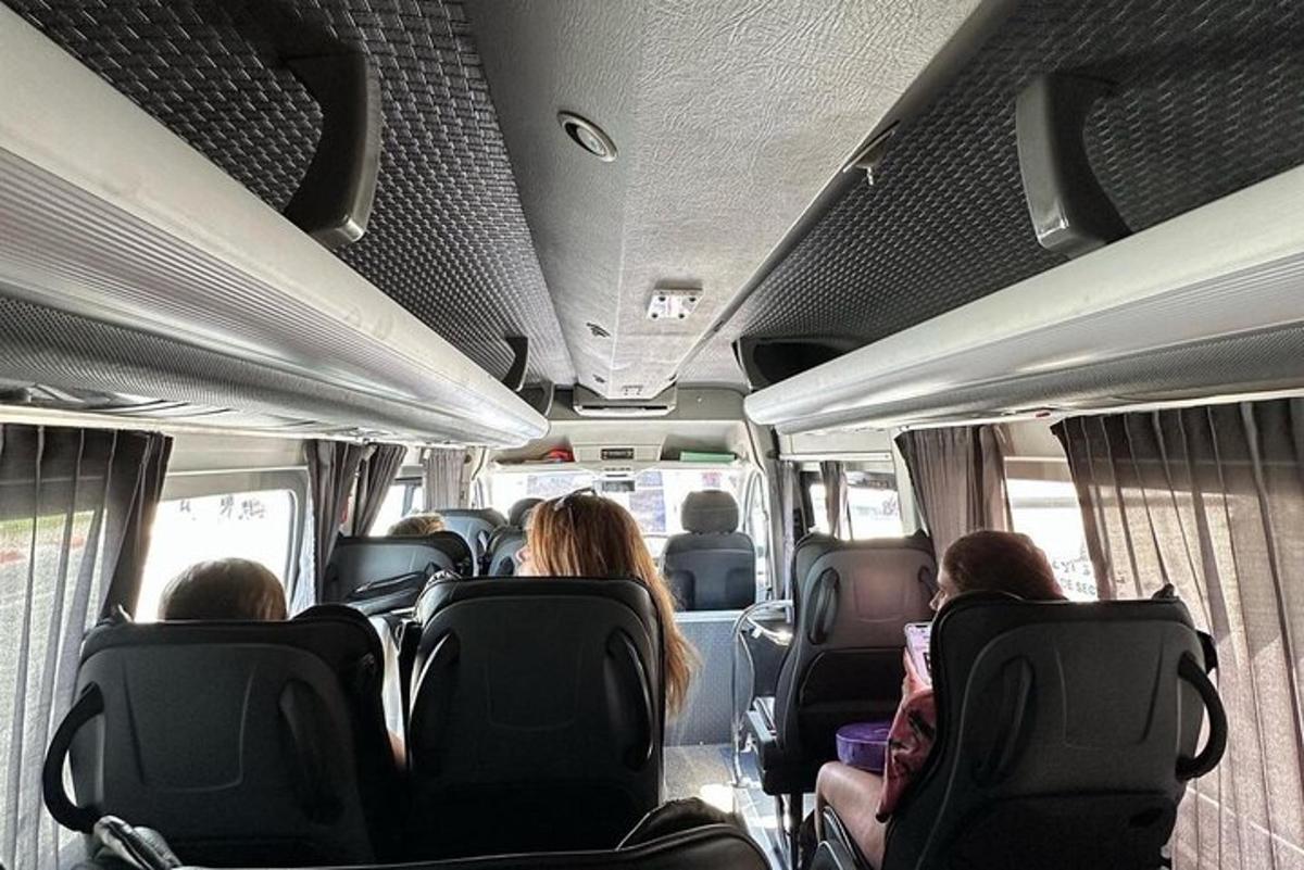 grupa ludzi siedząca z tyłu autobusu