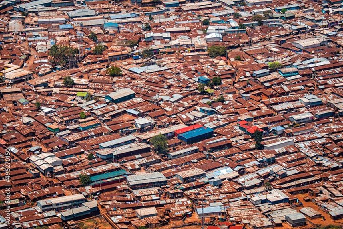 an overhead view of a city with lots of buildings