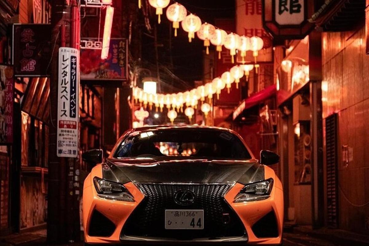 a car parked on a street in a city
