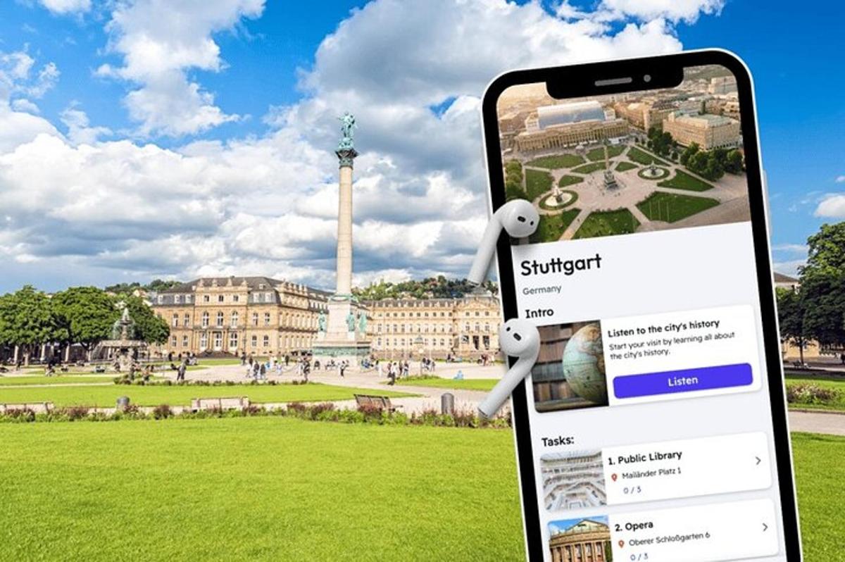 an iphone in front of a building with a view of a park