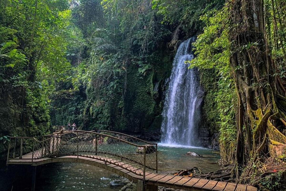 jambatan di atas sungai dengan air terjun