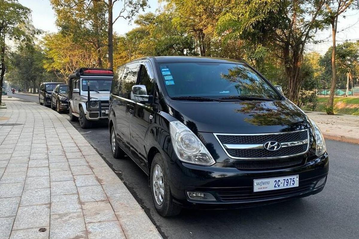 črn kombi parkiran ob strani ulice