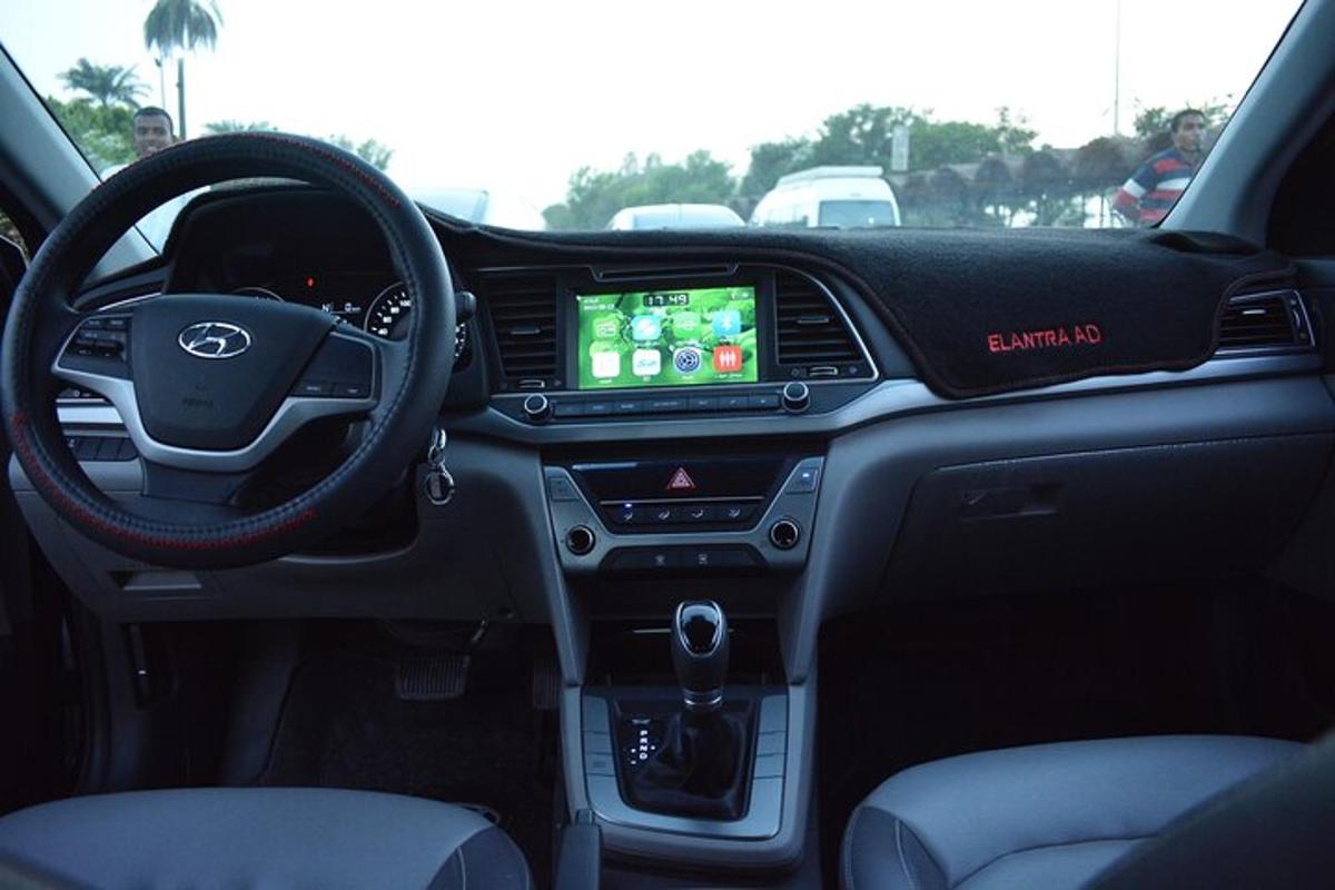 a view of the dashboard of a hyundai car