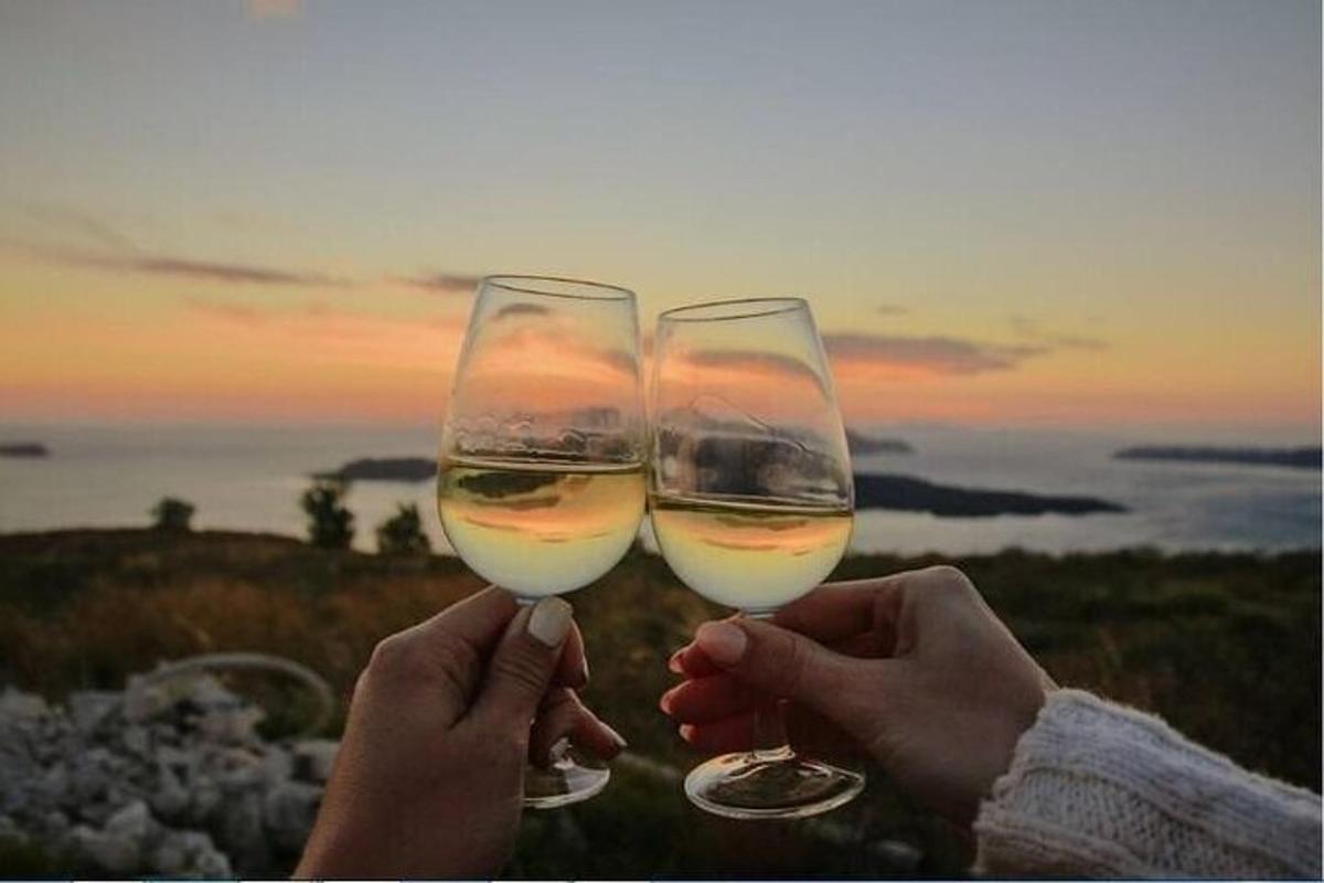 dve osebi držita kozarca belega vina