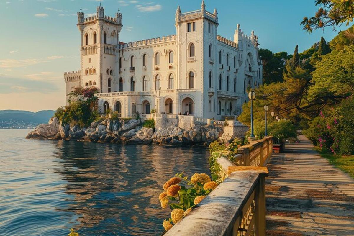 un grande edificio bianco sulla riva di uno specchio d'acqua