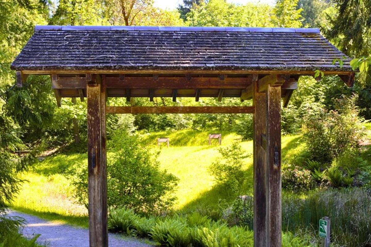 gazebo kayu di tengah taman