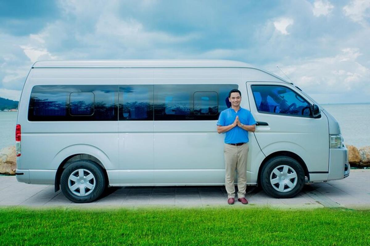 a man standing in front of a white van