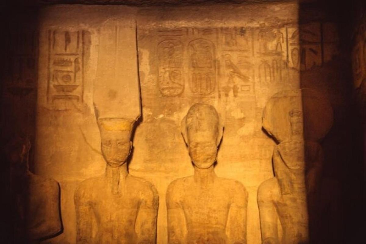 a painting of two men standing in front of anaraoh