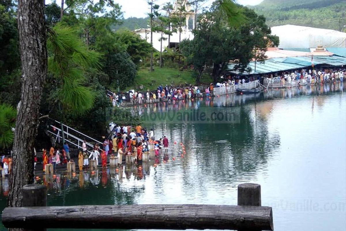 Un gran grupo de personas de pie en el agua