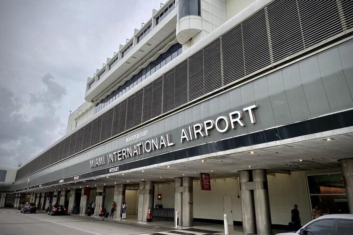 a building with a sign for an international airport