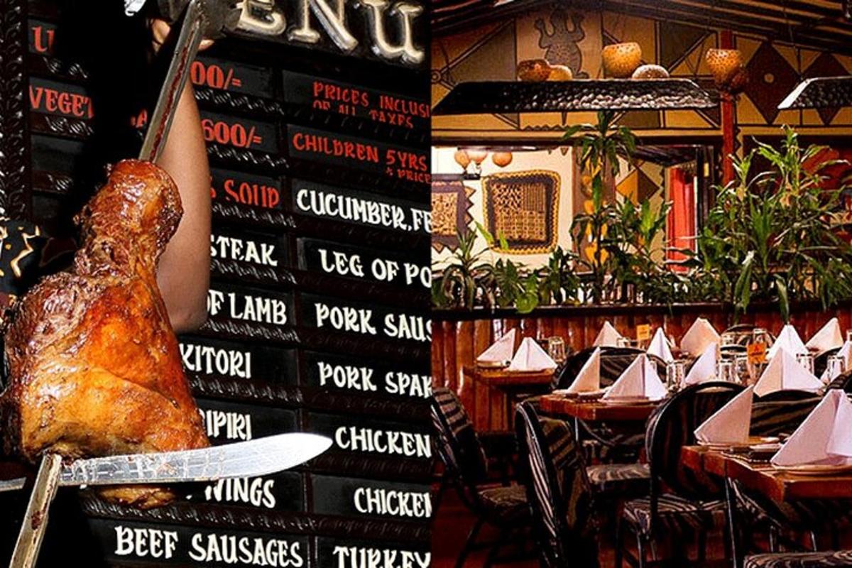 una persona che tiene un coltello in un ristorante con tavoli