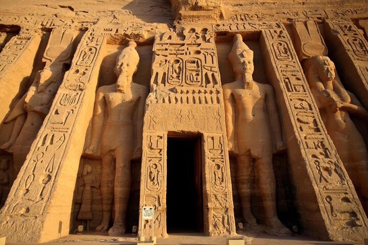 an ancient building with hieroglyphics on it