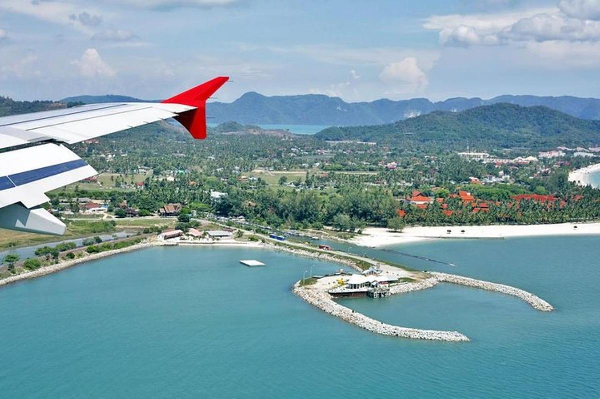 a view of a body of water from an airplane