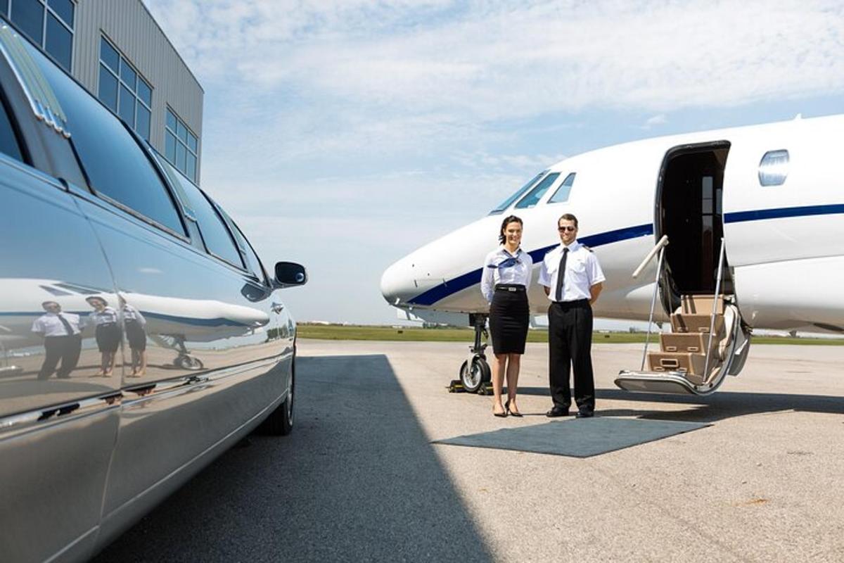 dos personas paradas frente a un avión