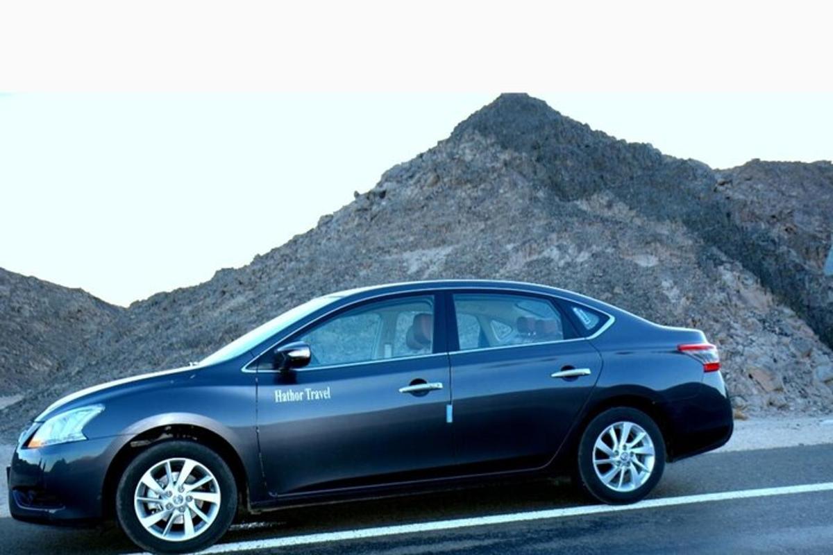 un'auto blu parcheggiata sul ciglio della strada