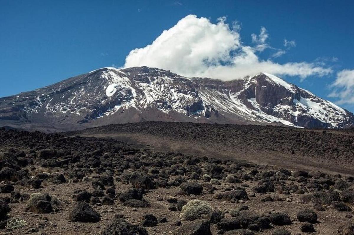 gunung yang dilitupi salji di tengah padang pasir