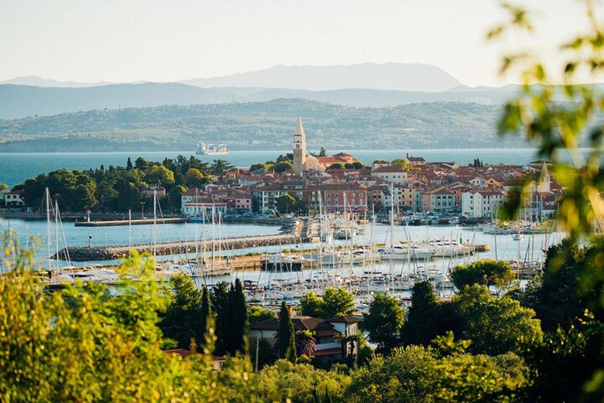 a city with a harbor with boats in the water