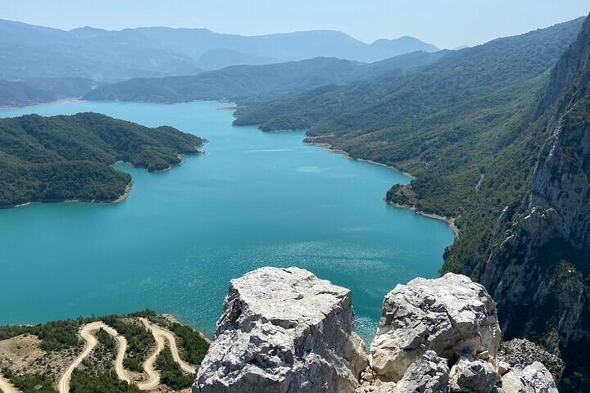 a view of a body of water from a mountain