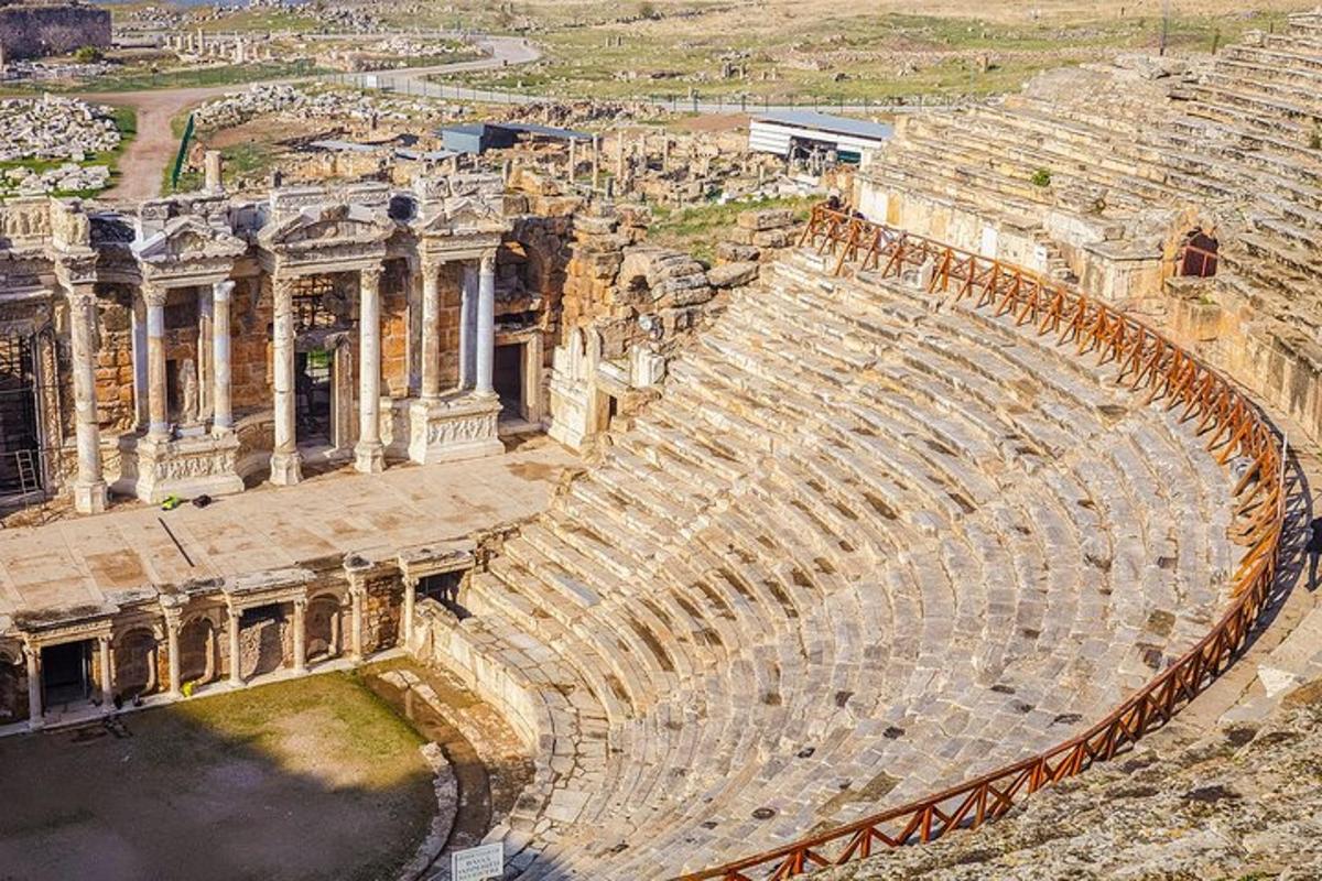 an aerial view of the ancient amphitheater