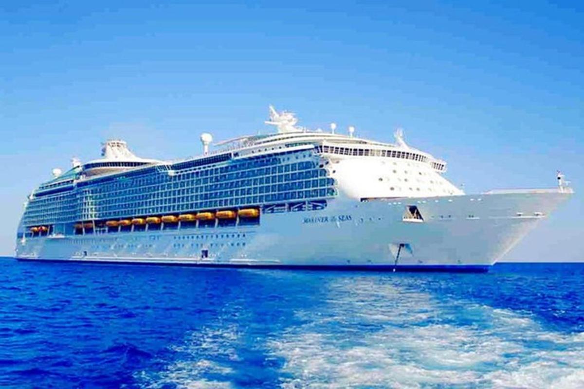 a cruise ship sitting in the ocean