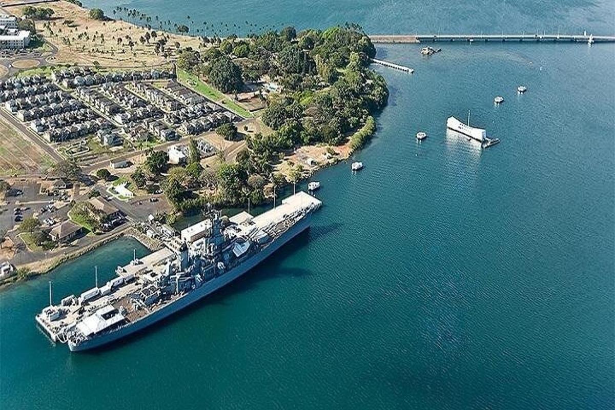 a large ship docked in a large body of water