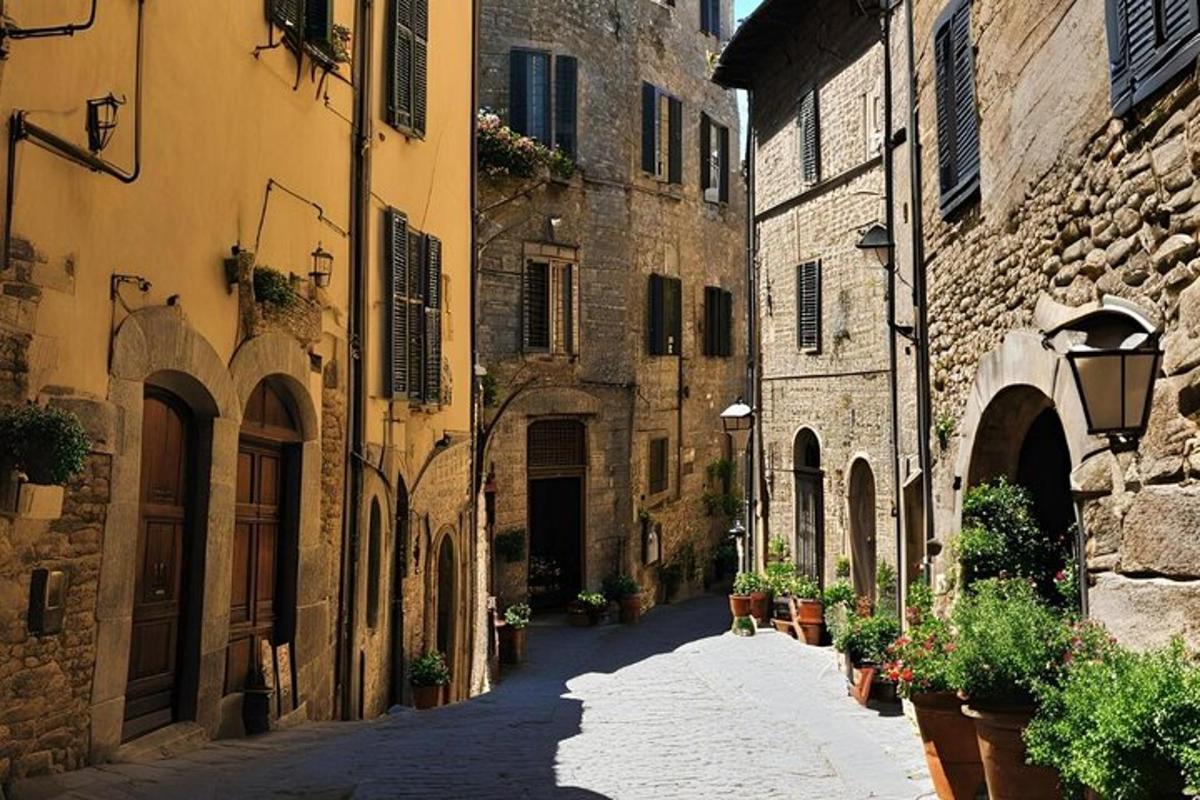 un vicolo in una città vecchia con edifici in pietra