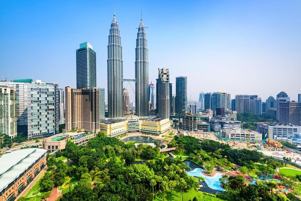 a view of a city with tall skyscrapers