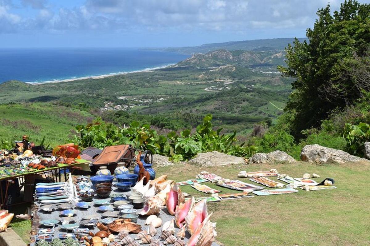 a table full of items on top of a hill