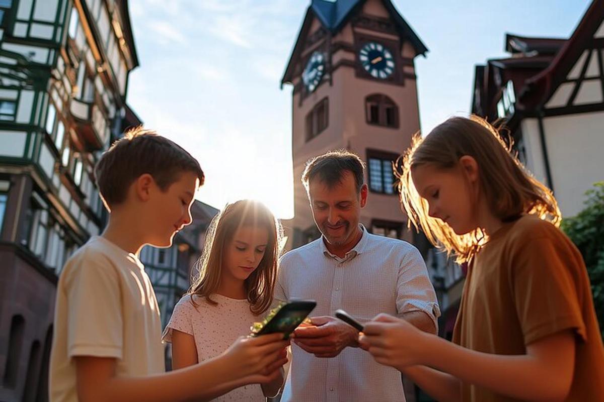 a group of people looking at their cell phones