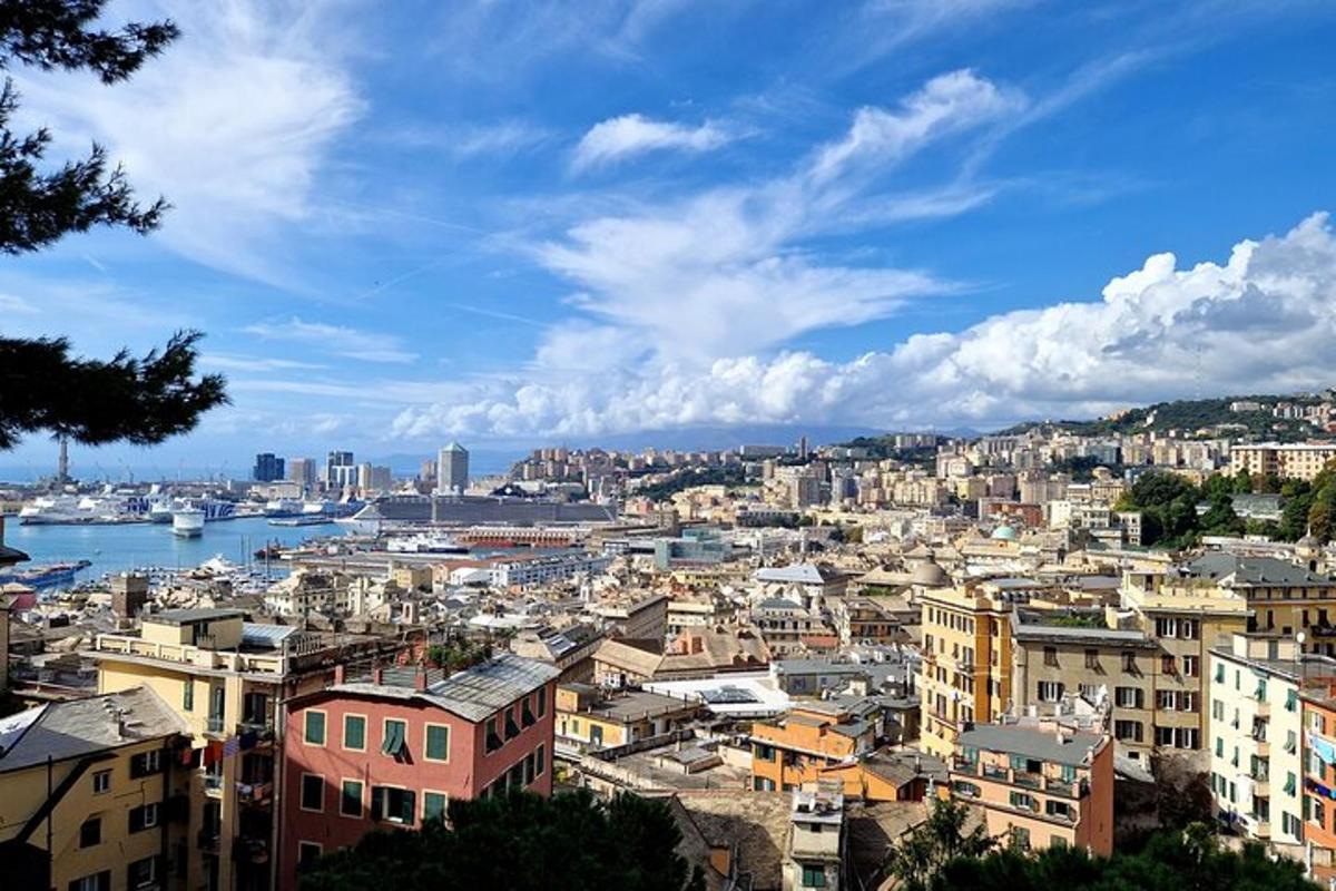 una vista di una città con barche in acqua