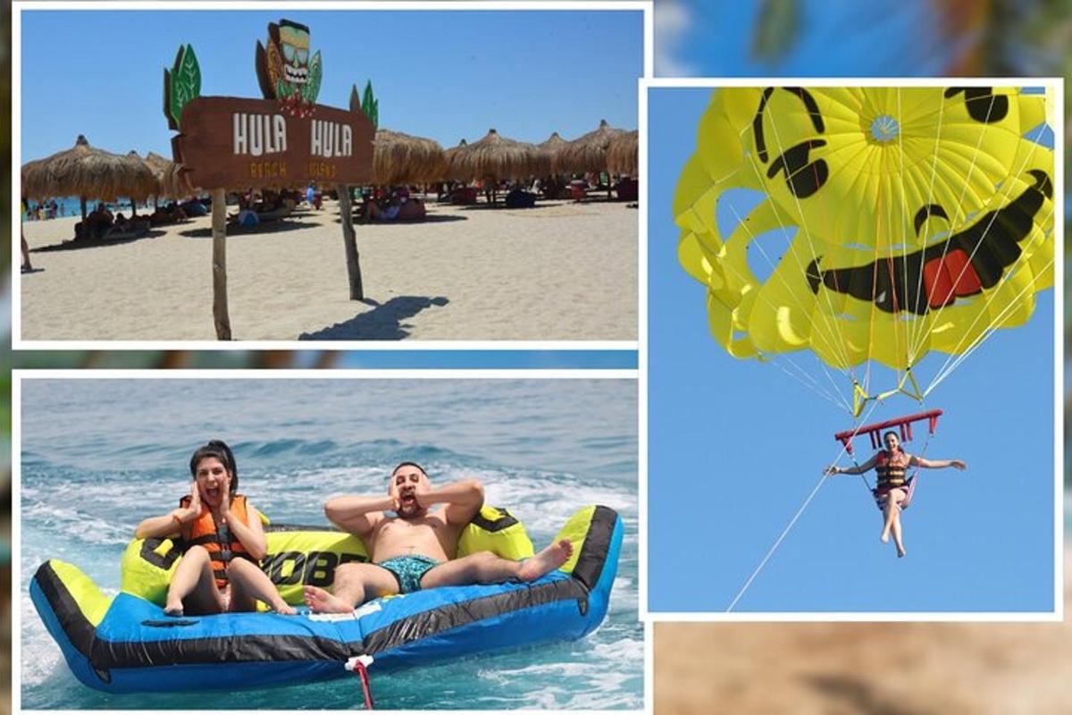 kolaž slik ljudi na plaži