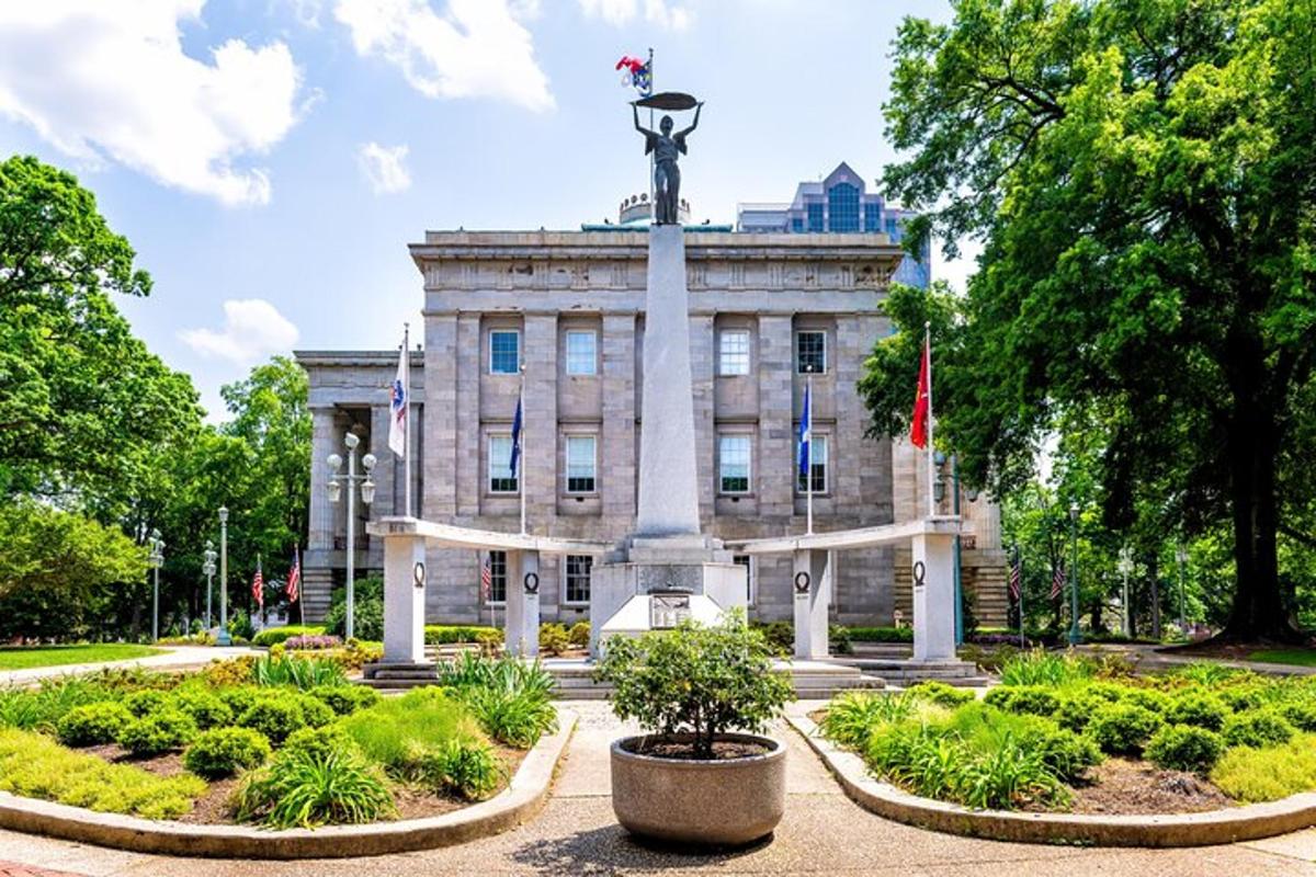 a building with a statue in front of it