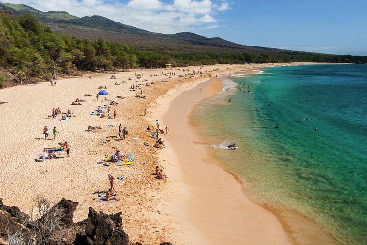 un gruppo di persone su una spiaggia vicino all'acqua
