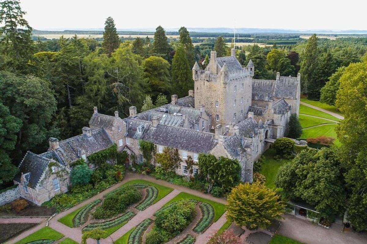 an aerial view of a castle