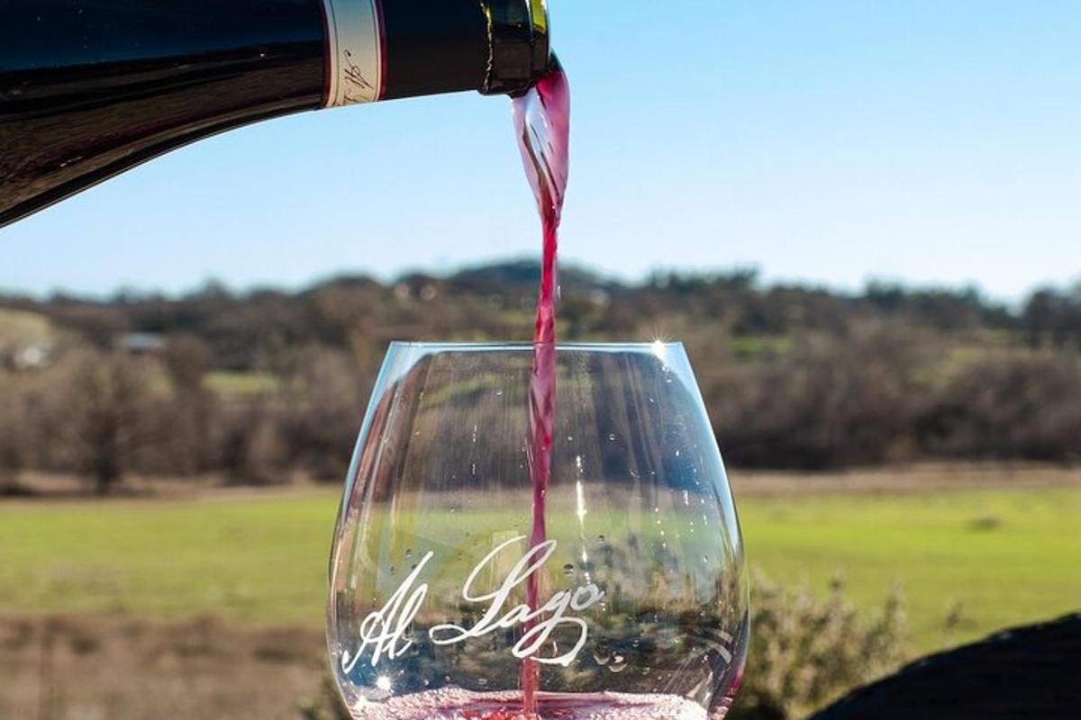 a bottle of wine being poured into a wine glass