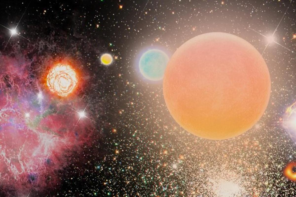 an image of a star system with planets