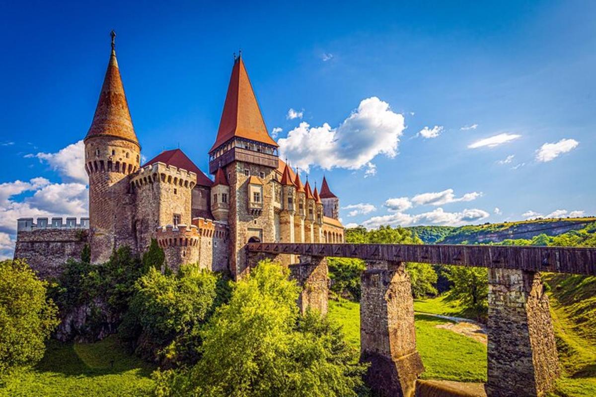 a castle sitting on top of a bridge