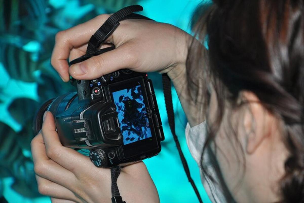 žena držící v ruce fotoaparát