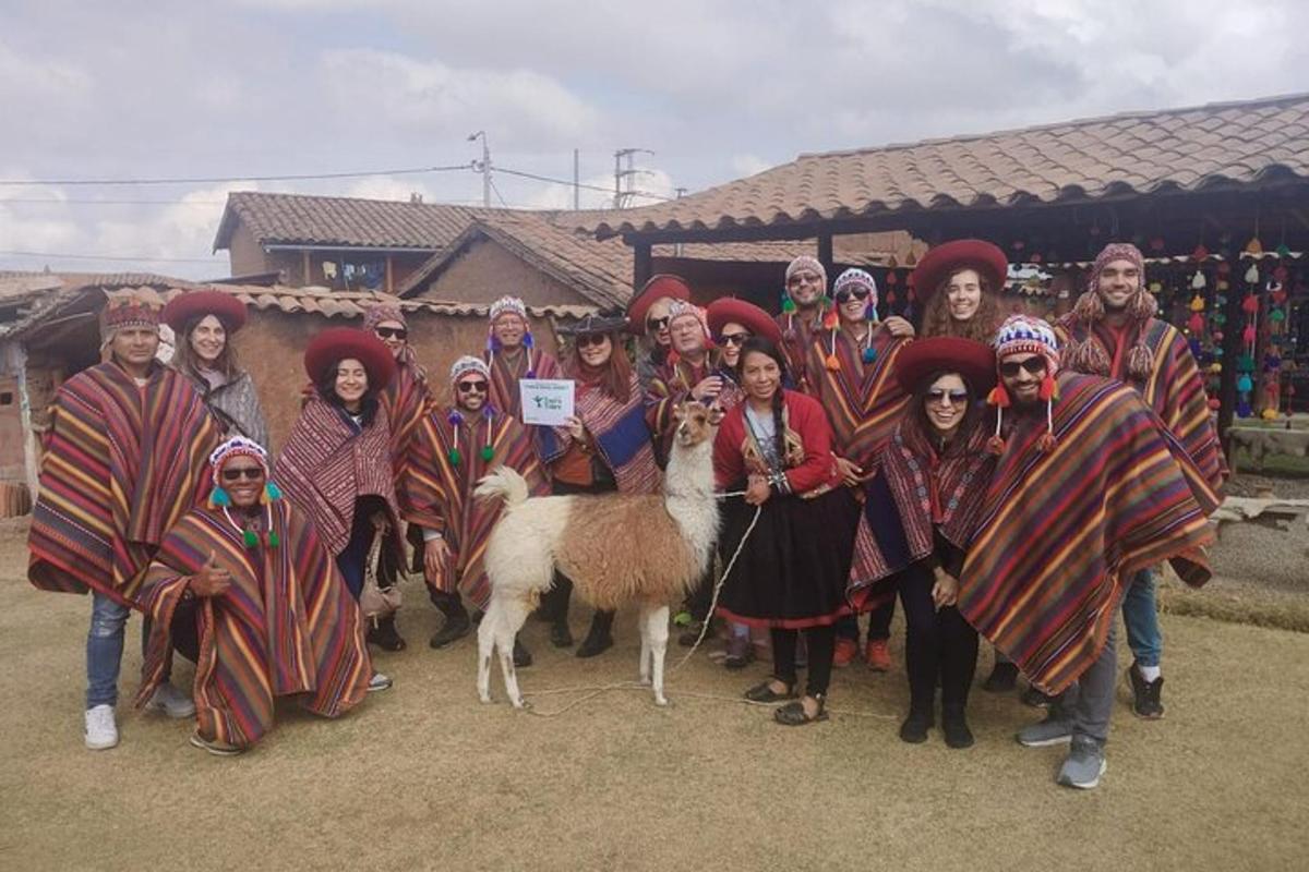 a group of people dressed in costumes with goats