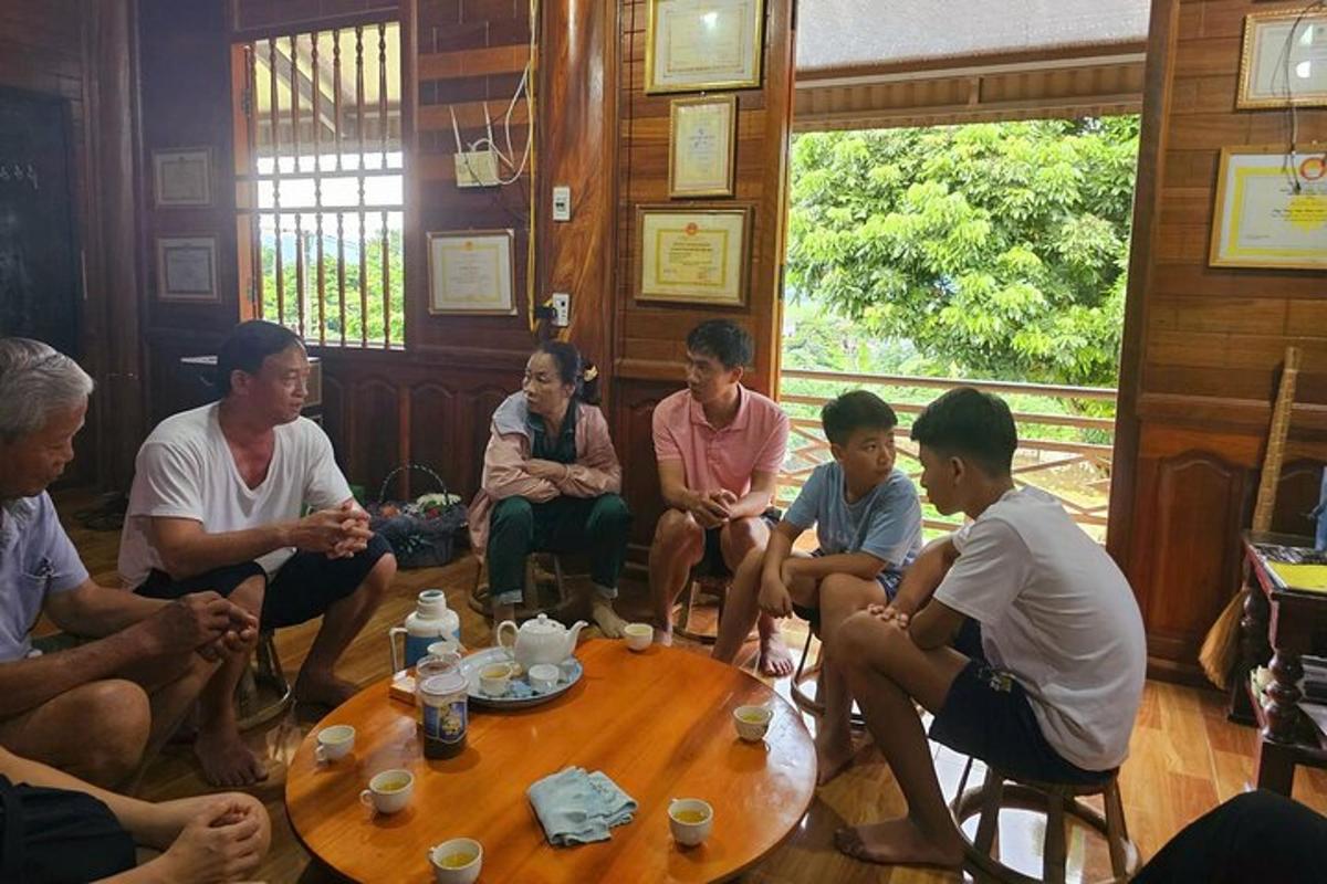 a group of people sitting around a table